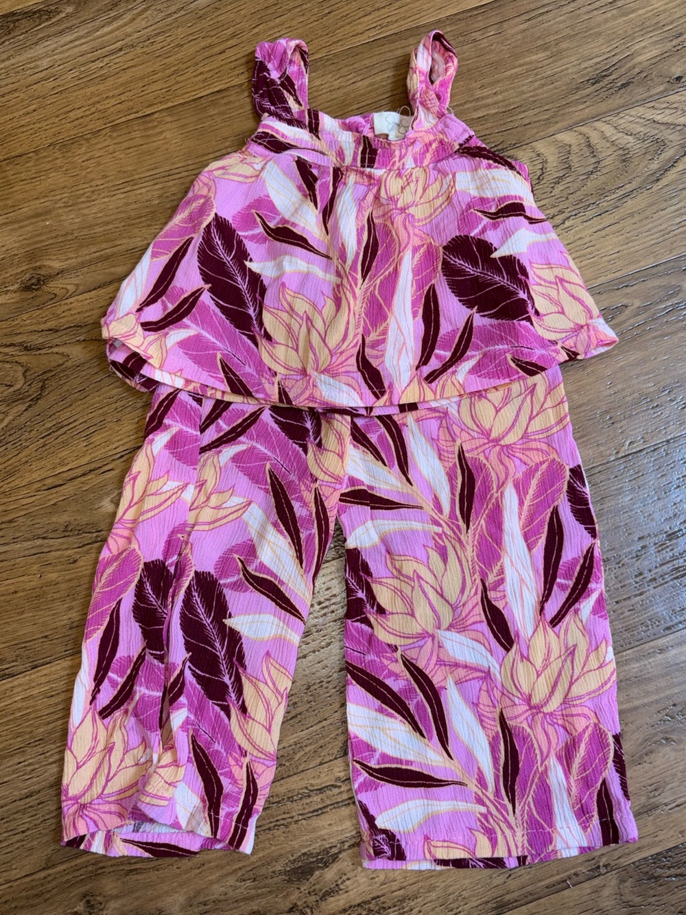 Jessica Simpson Girls Pink Floral Two-Piece Tank & Pants Set 2T